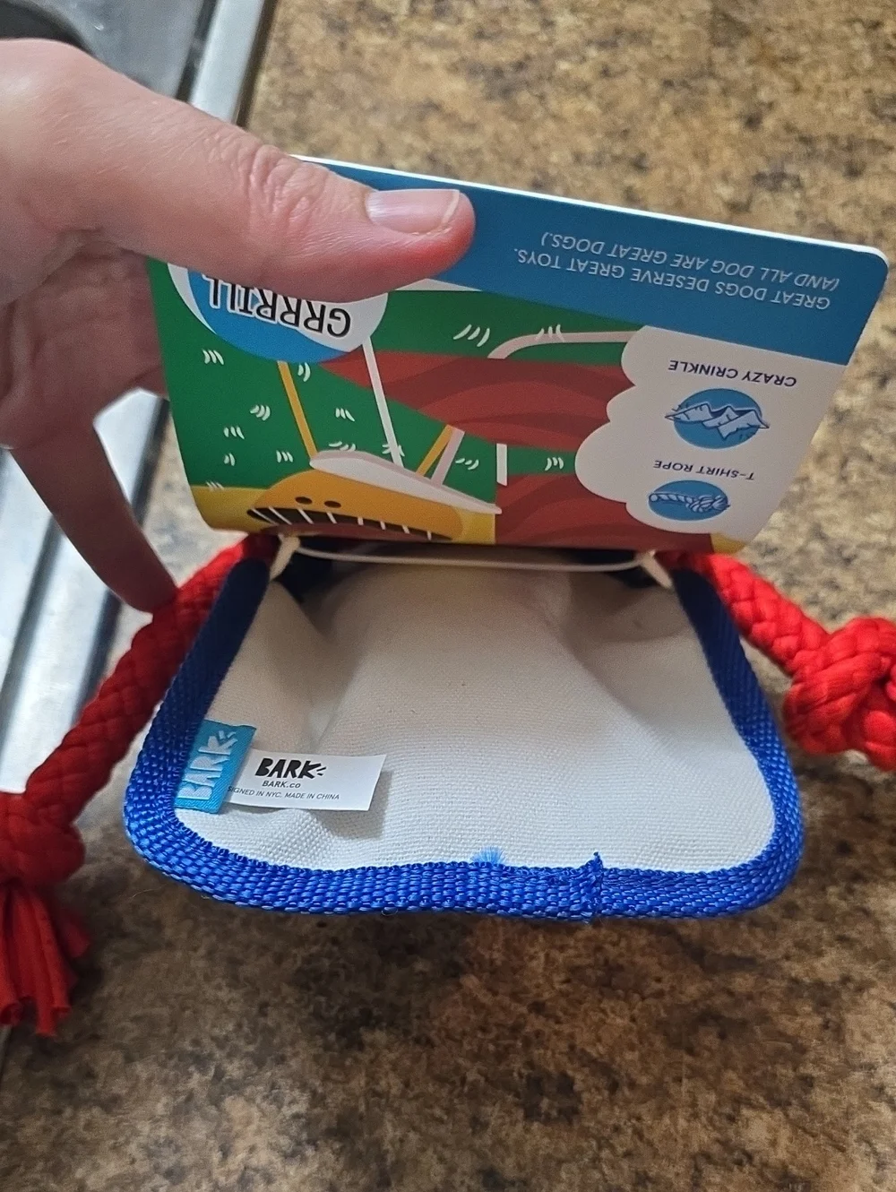 Bark Suns Out Tongues Out Apron Tug Toy in Blue and Red NWT S-M 0-50 Pounds